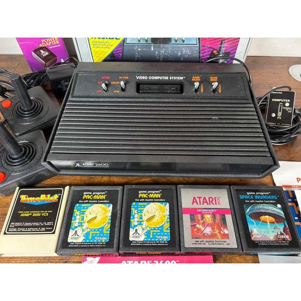 Atari 2600 Darth Vader Console Set- Games- Joysticks-‎ Original Matching Box